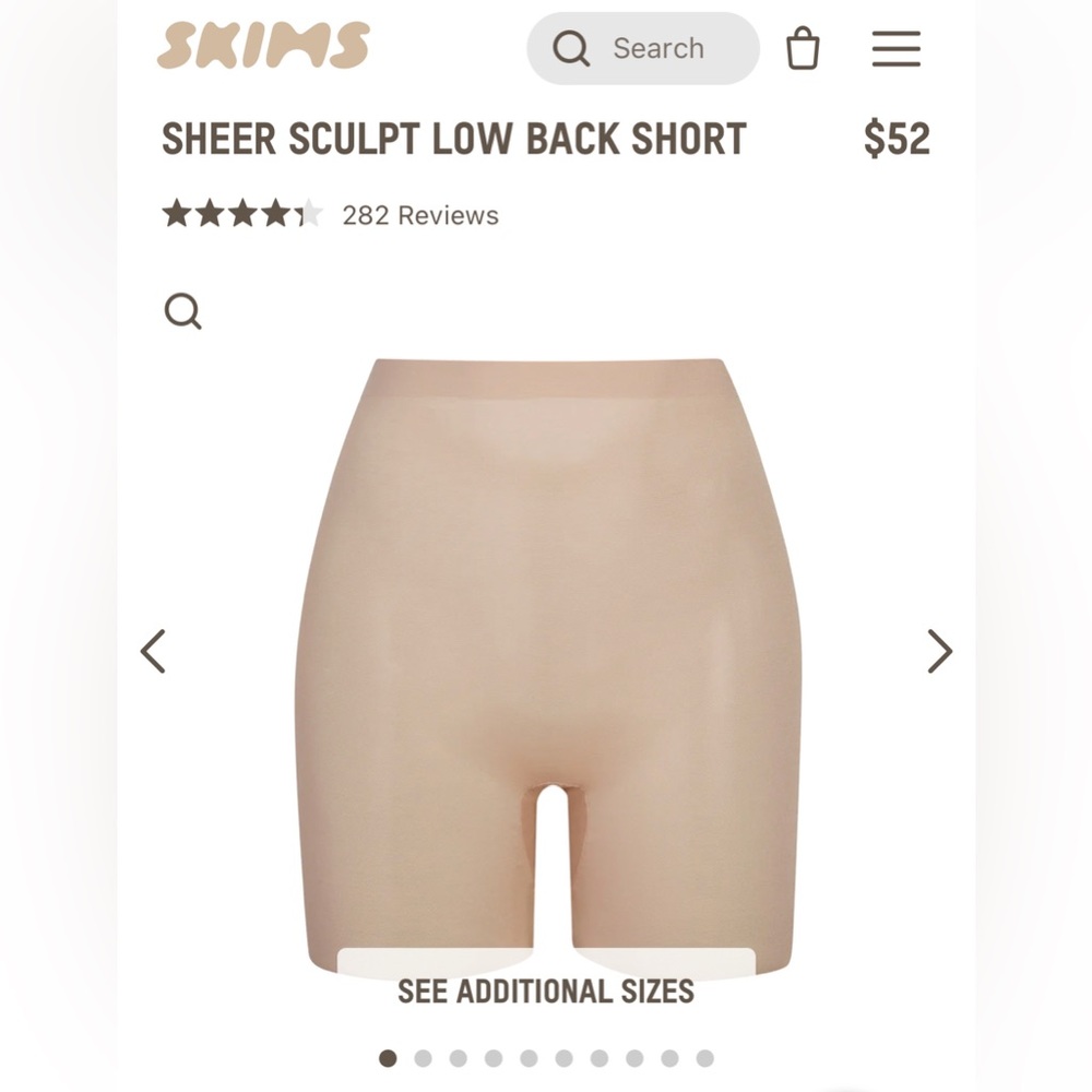 NWT Skims Sheer Low Back Short